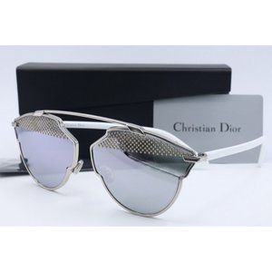 New Christian Dior So Reals 85LDC Silver White Sunglasses Gray Lenses 59mm